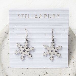 4/$25 Free People Stella & Ruby Silver Snowflakes Earrings